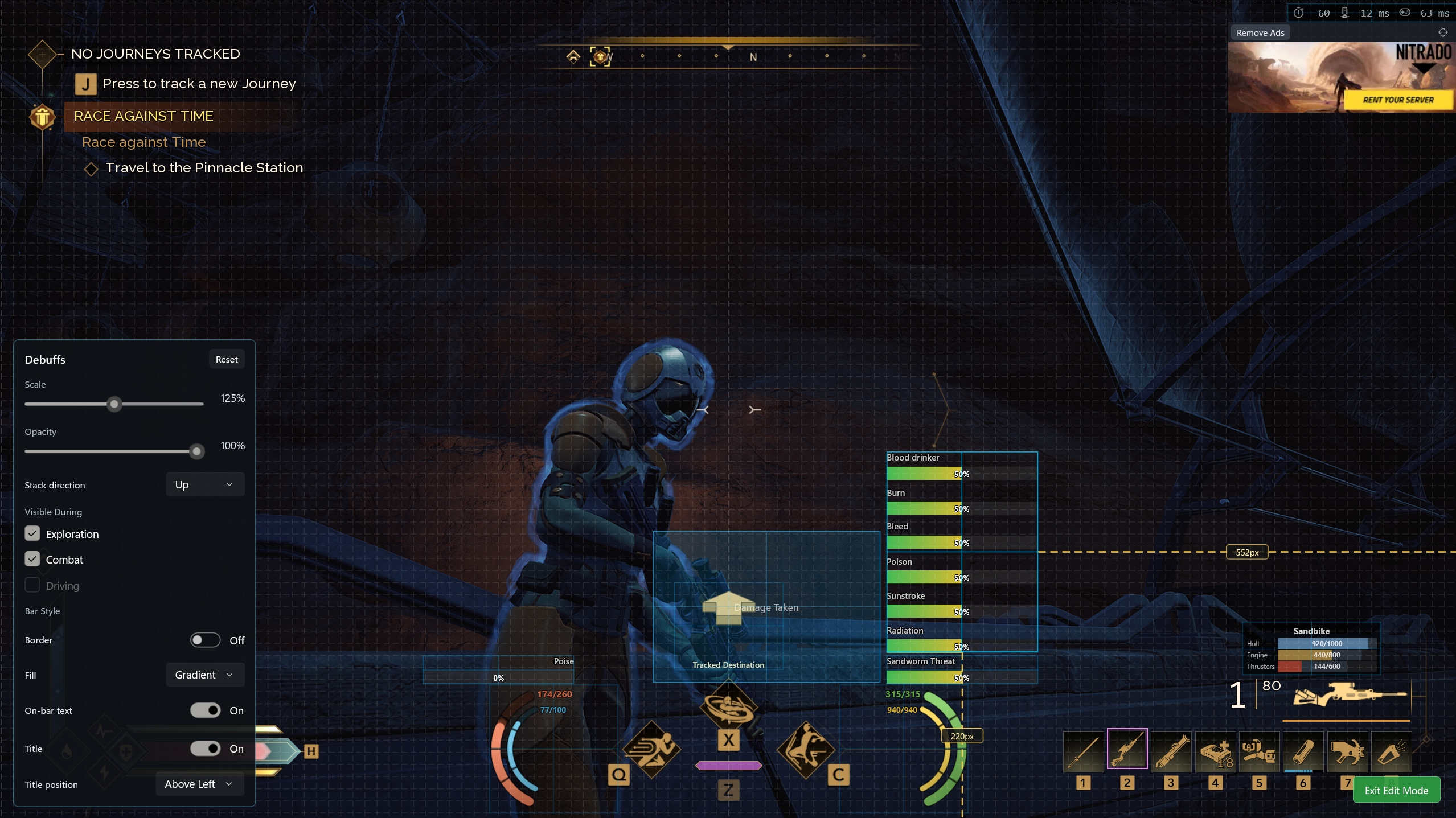 The in-game overlay drawn on top of Dune: Awakening