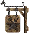 Cartel de herrería colgante
