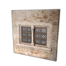 Decorative Double Window Wall, Limestone